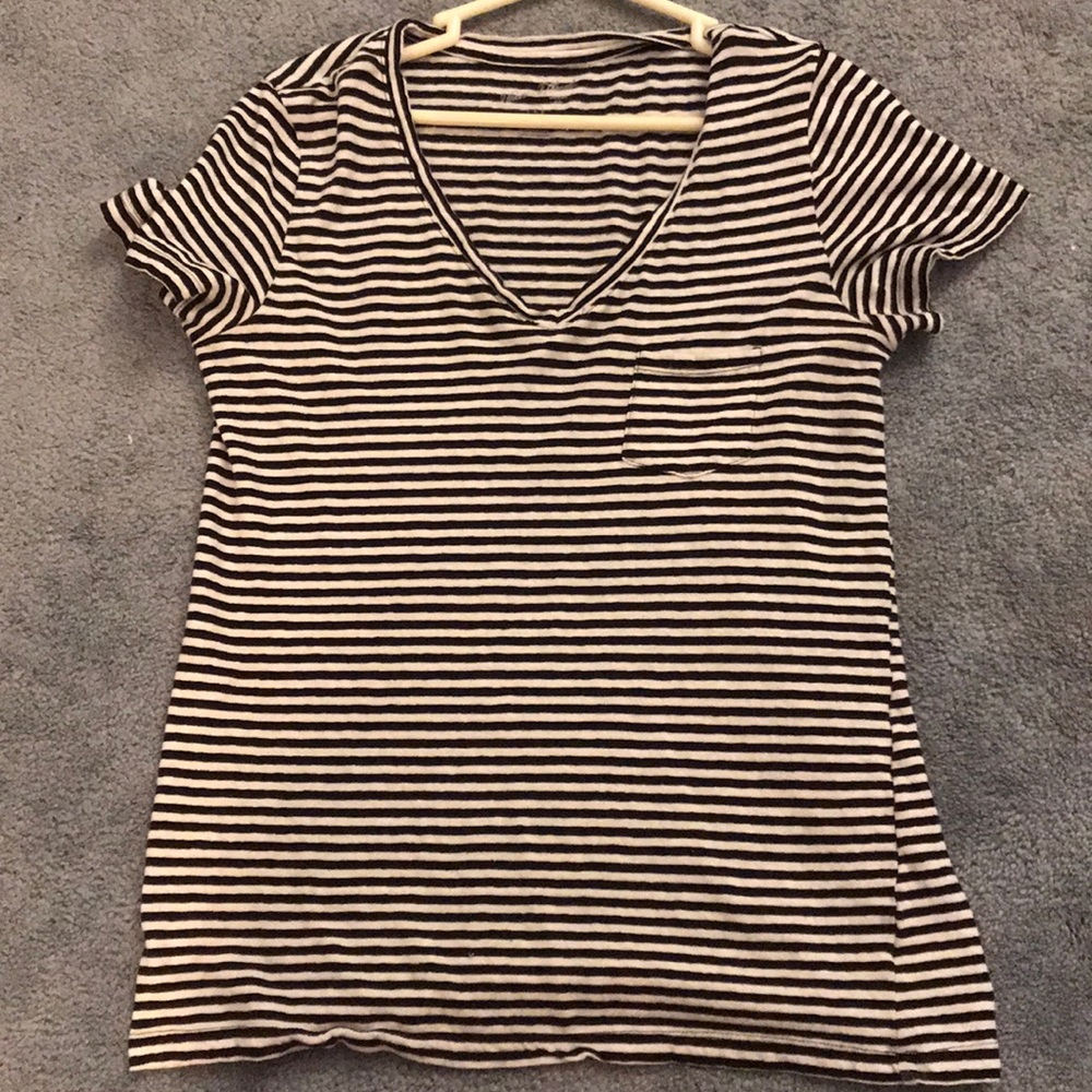 B&W Striped V-Neck